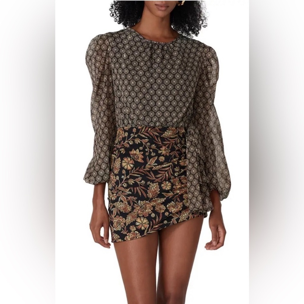 Misa Mixed Print Amber Mini Dress Size 4